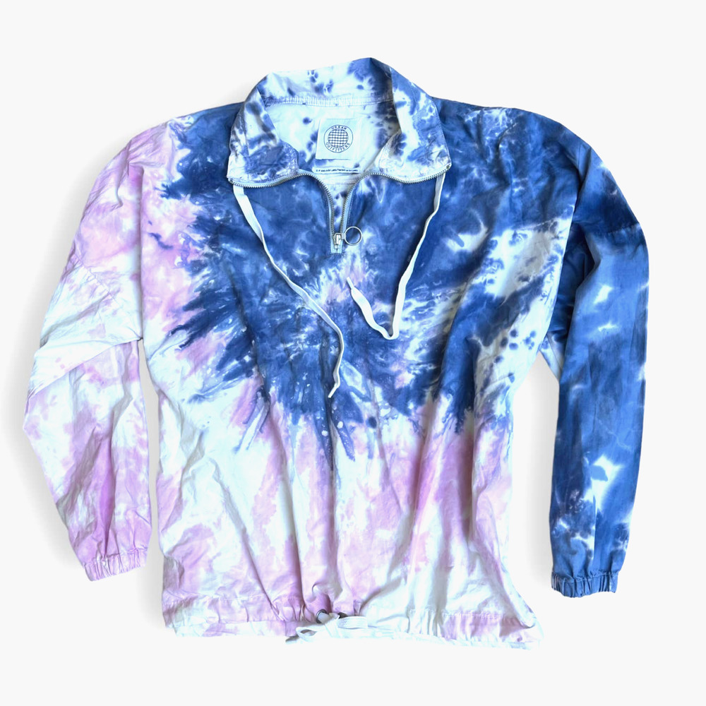 UO Cristal Anorak Tie Dye Cinched Drawstring Pullover Windbreaker - Picture 13 of 13